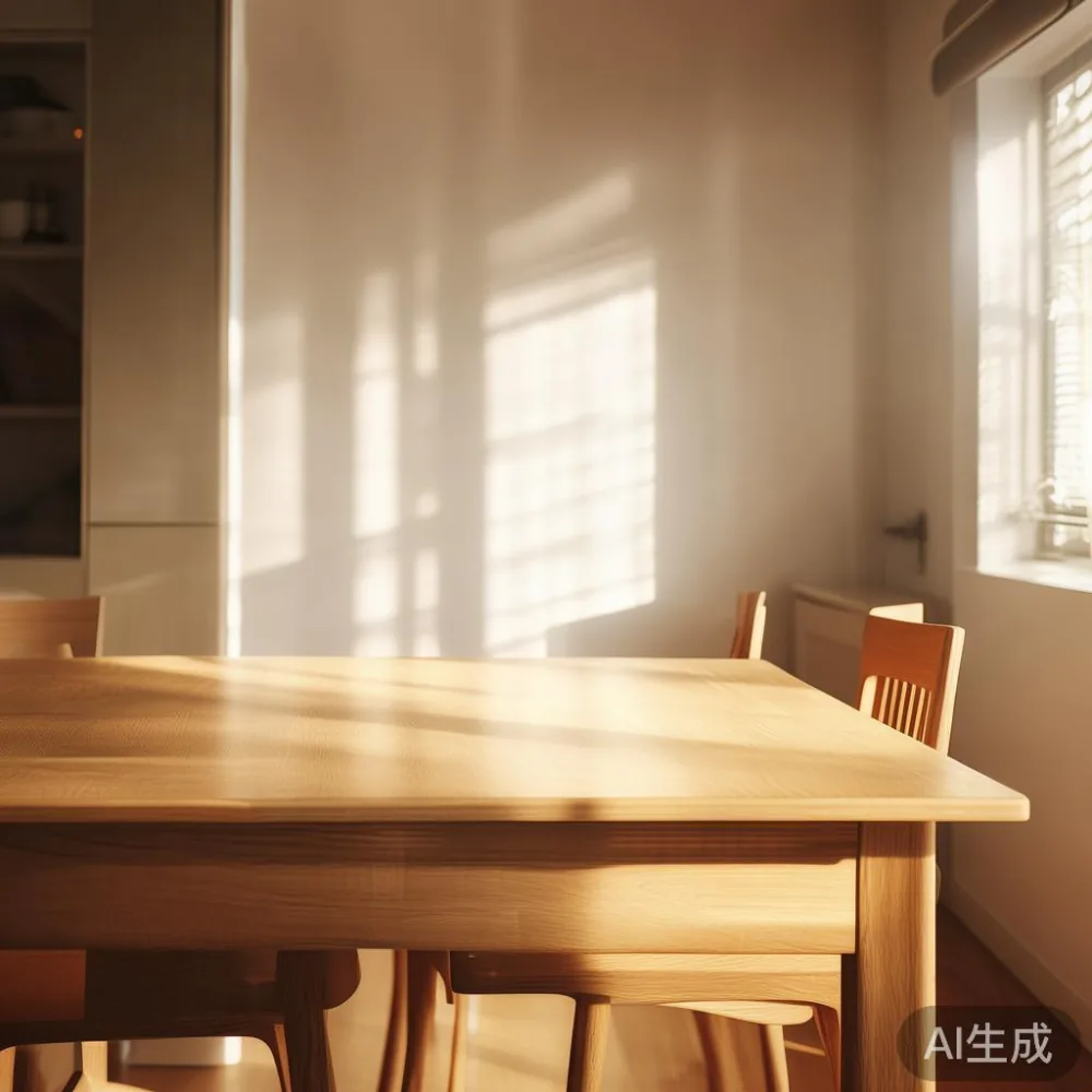 Light oak dining table setup in a compact HDB kitchen