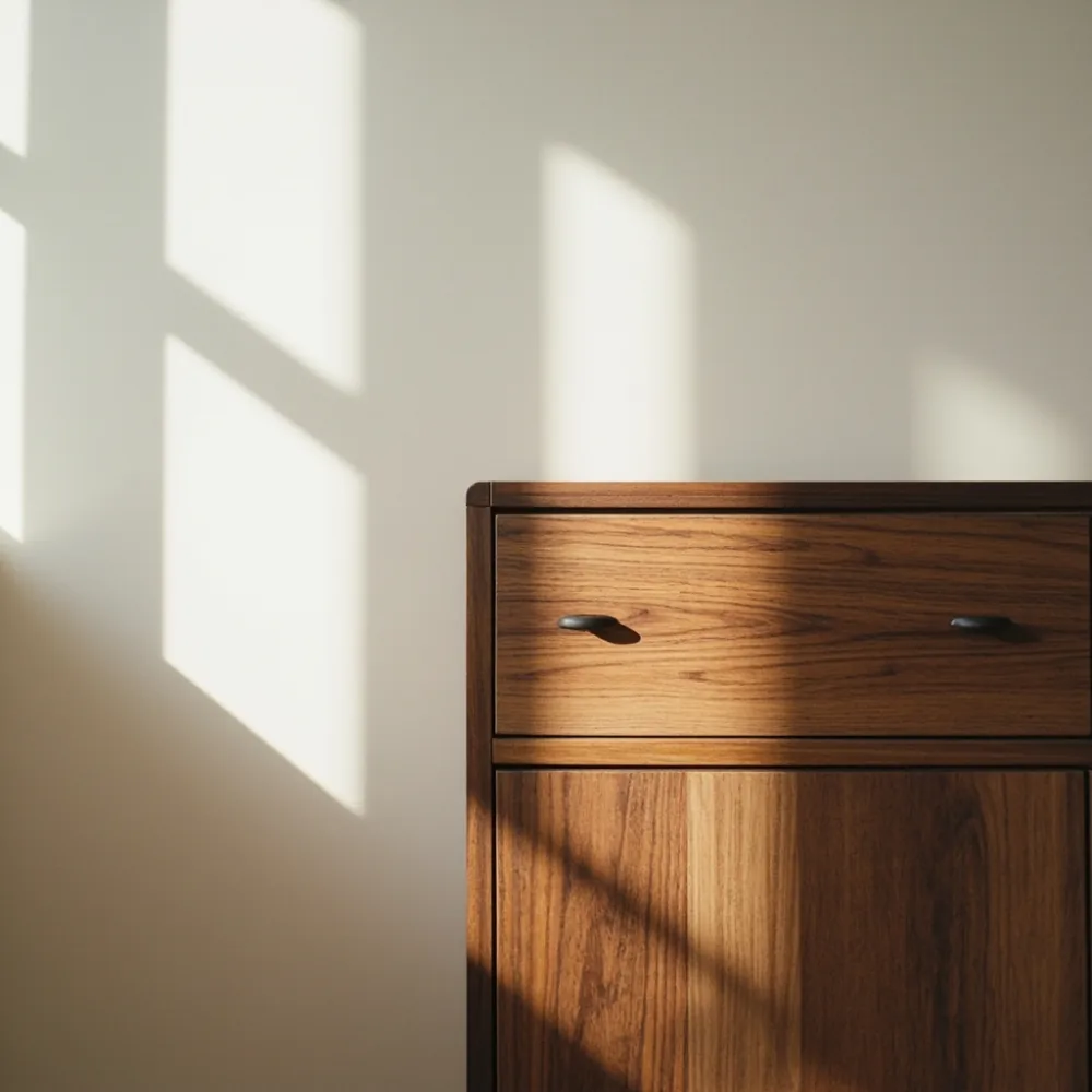 Custom walnut sideboard in Tampines HDB kitchen