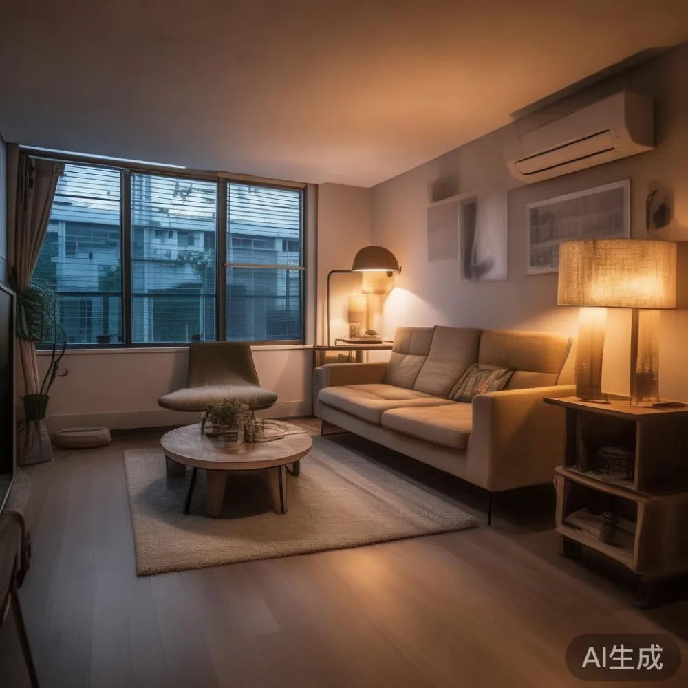 How to Choose the Right Size for a Singapore HDB Living Room — room setting at dusk with warm lamp light, film 