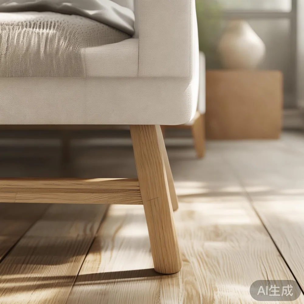 Sofa Selection Tips Before Purchase in Scandinavian Style — detail of the base and leg construction on a bed